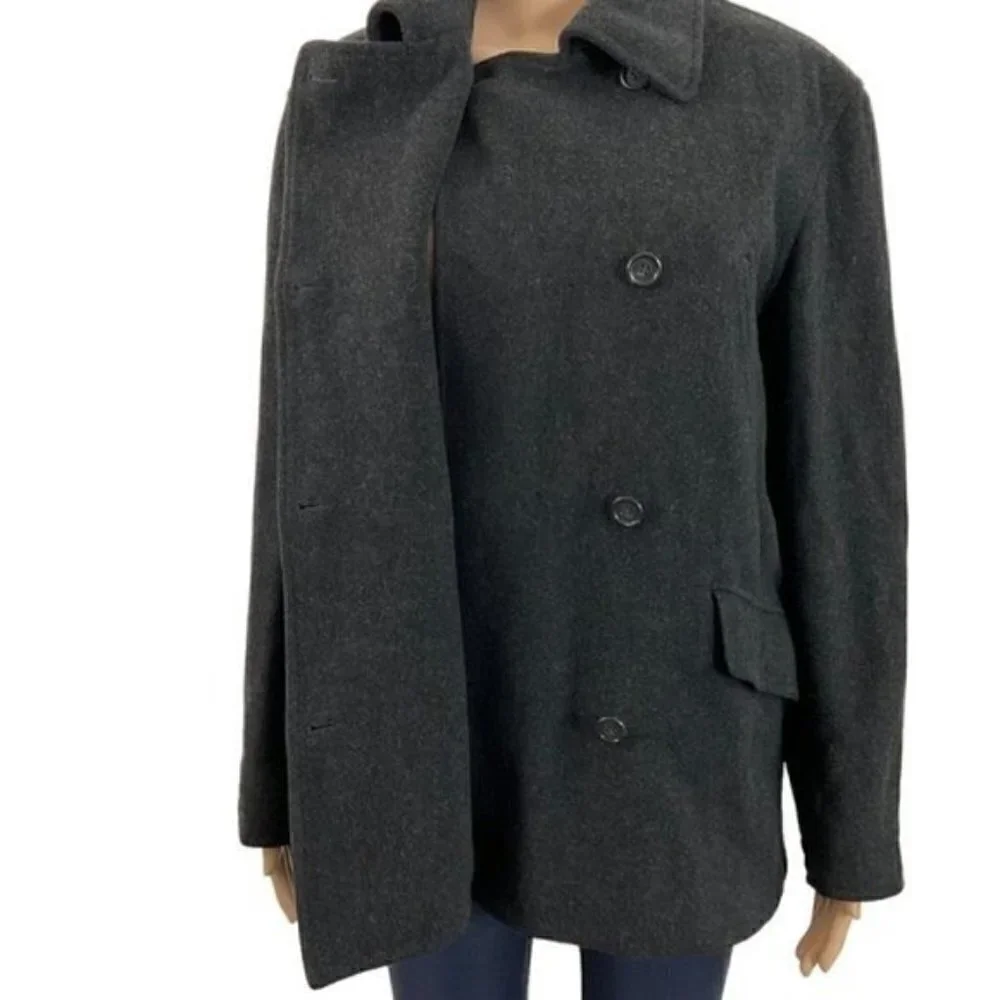 J.Crew Double Breasted Wool Jacket Gray Vintage Size Medium Lined